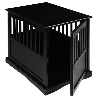 Casual Home Pet Crate End Table w/ Lockable Latch for Medium Sized Pets, Black - VMInnovations