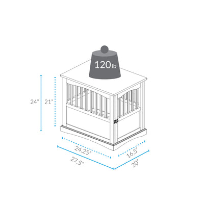 Casual Home Pet Crate End Table w/ Lockable Latch for Medium Sized Pets, Black - VMInnovations
