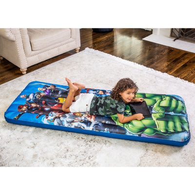 Living iQ Jr Twin Size Kids Blow Up Air Bed Mattress, Superheroes (Open Box)