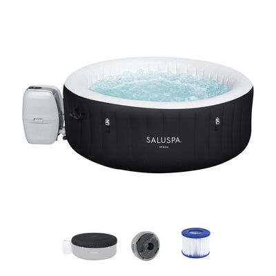 Bestway Miami SaluSpa 4 Person Inflatable Round Hot Tub with 140 AirJets, Black - VMInnovations
