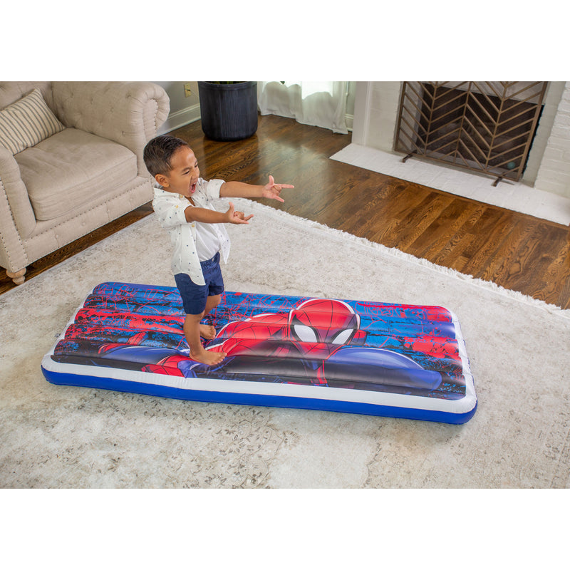 Living iQ Inflatable Jr Twin Size Kids Air Bed Mattress, Spiderman (Open Box)