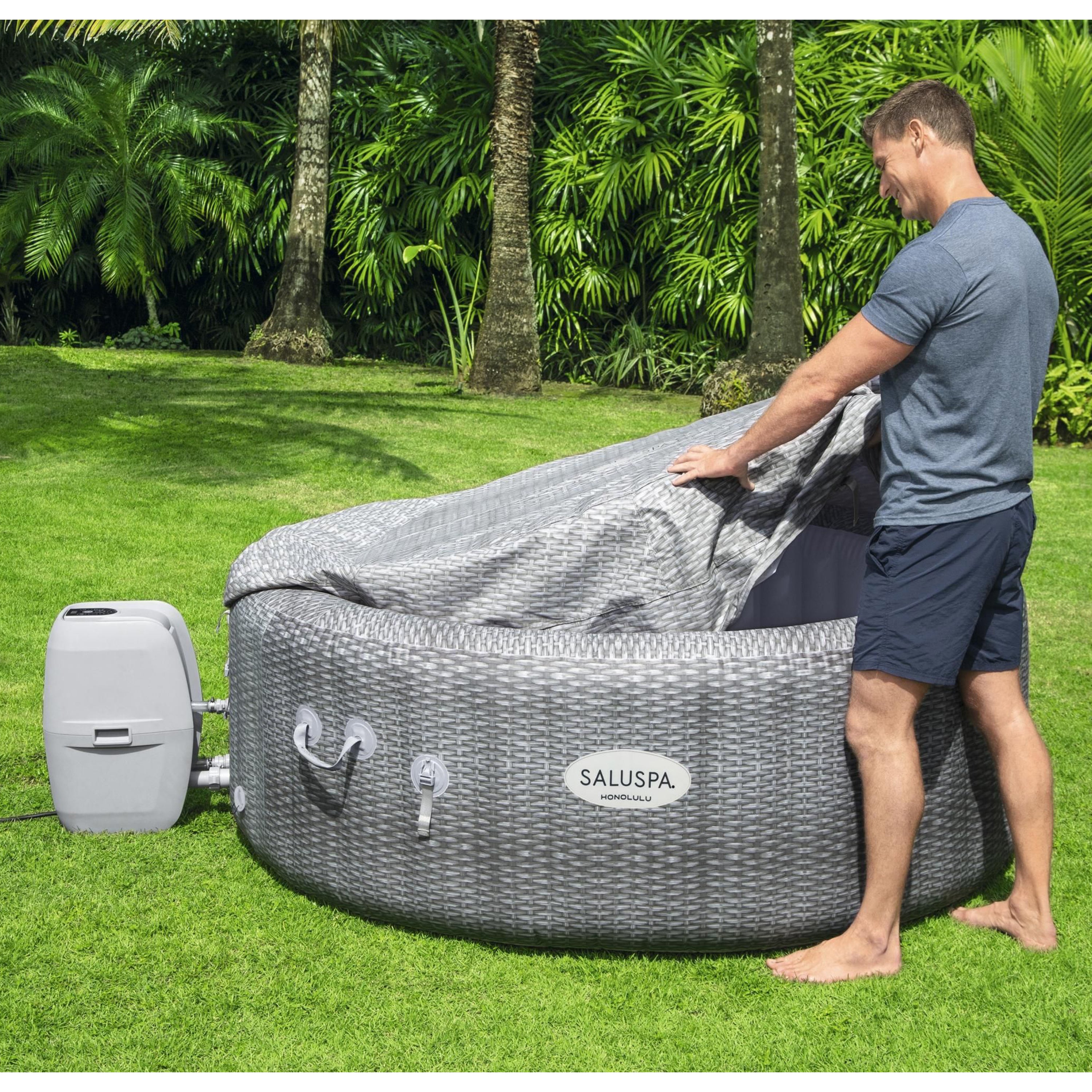 Bestway SaluSpa AirJet 6 Person Inflatable Hot Tub with Algaecide Pool Treatment