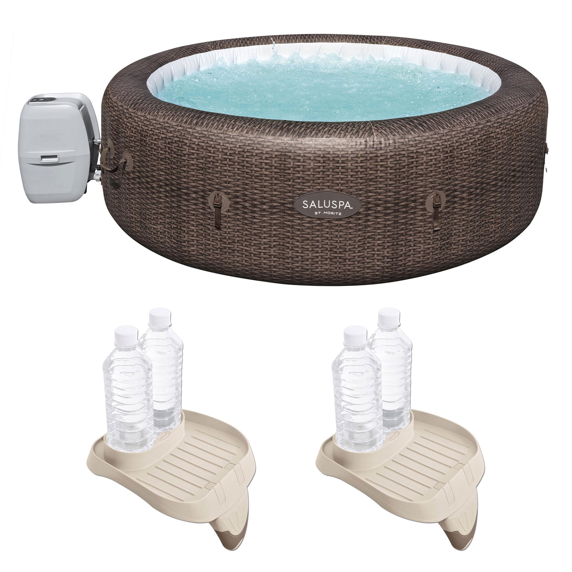 Bestway SaluSpa St Moritz AirJet Hot Tub and 2 PureSpa Cup Holder Trays