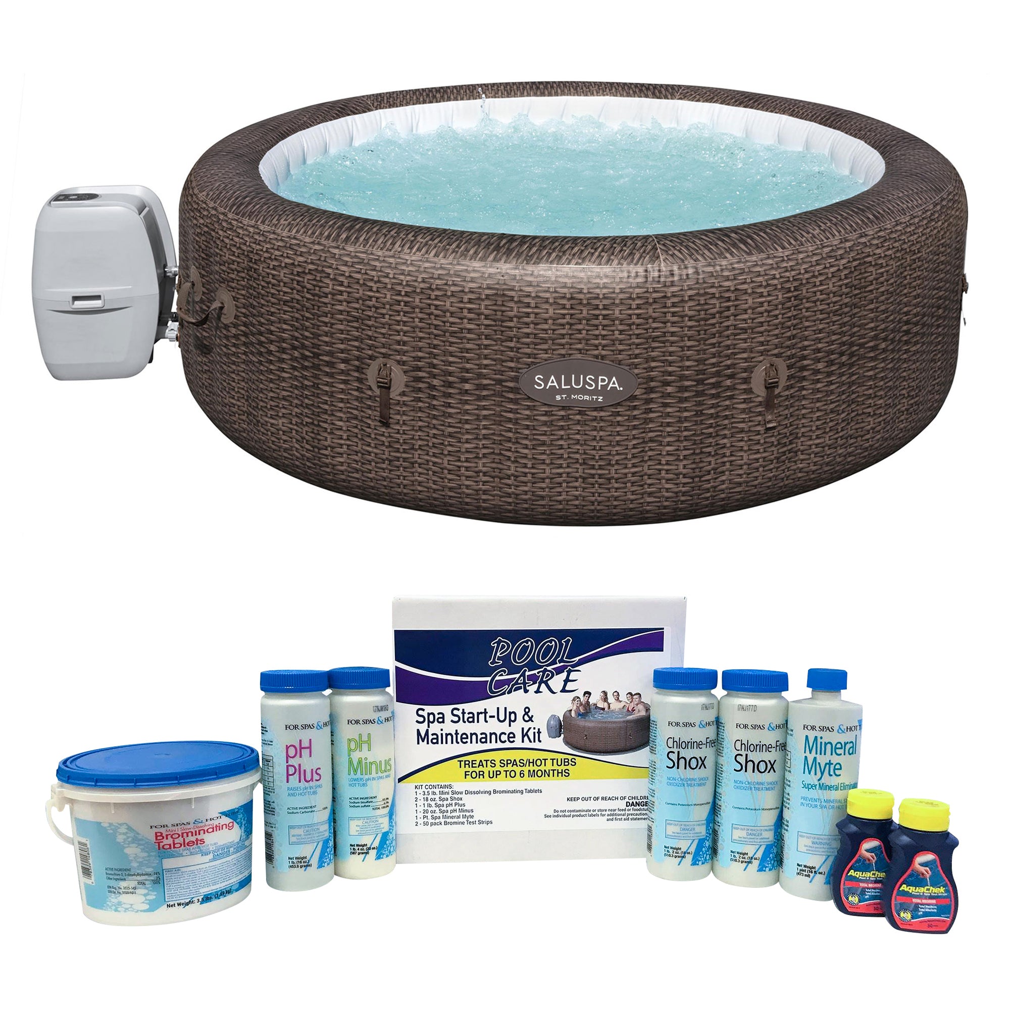 Bestway SaluSpa St Moritz Inflatable Hot Tub and Pool Care 6 Month Chemical Kit