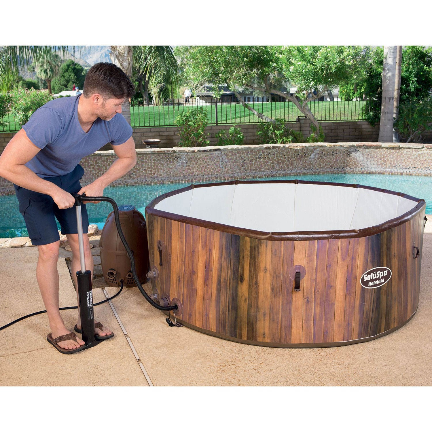 Bestway SaluSpa Helsinki 7 Person Inflatable Hot Tub w/ Chemical Treatment Blend