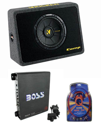 Kicker Car Loaded Subwoofer Sub + Box + Amplifier + Kit (Certified Refurbished)