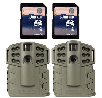 (2) MOULTRIE Game Spy A-5 Gen2 Low Glow Infrared Trail Cameras + (2) SD Cards