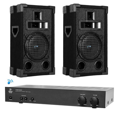 Bluetooth DJ Speakers - 2) VM Audio VAS38P 8" Speakers + Pyle 2000BT Amplifier