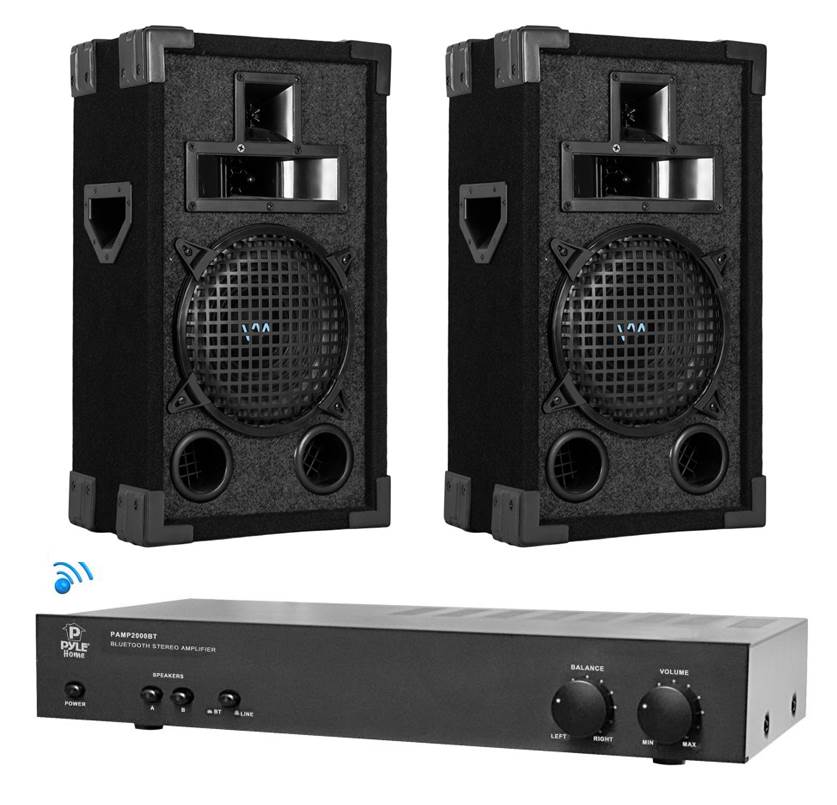 Bluetooth DJ Speakers - 2) VM Audio VAS38P 8" Speakers + Pyle 2000BT Amplifier