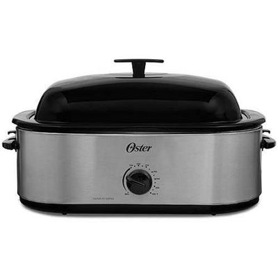Oster 24LB Turkey Roaster Oven with High Dome 18-Quart, Stainless Steel - Dented