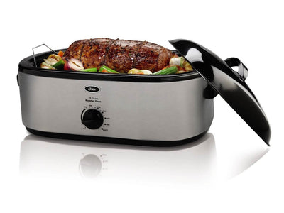 Oster 24LB Turkey Roaster Oven with High Dome 18-Quart, Stainless Steel - Dented