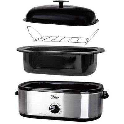 Oster 24LB Turkey Roaster Oven with High Dome 18-Quart, Stainless Steel - Dented