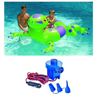 Swimline 90623 Pool Kids Inflatable Giant  Frog Float Toy 74" w/ 12V Air Pump
