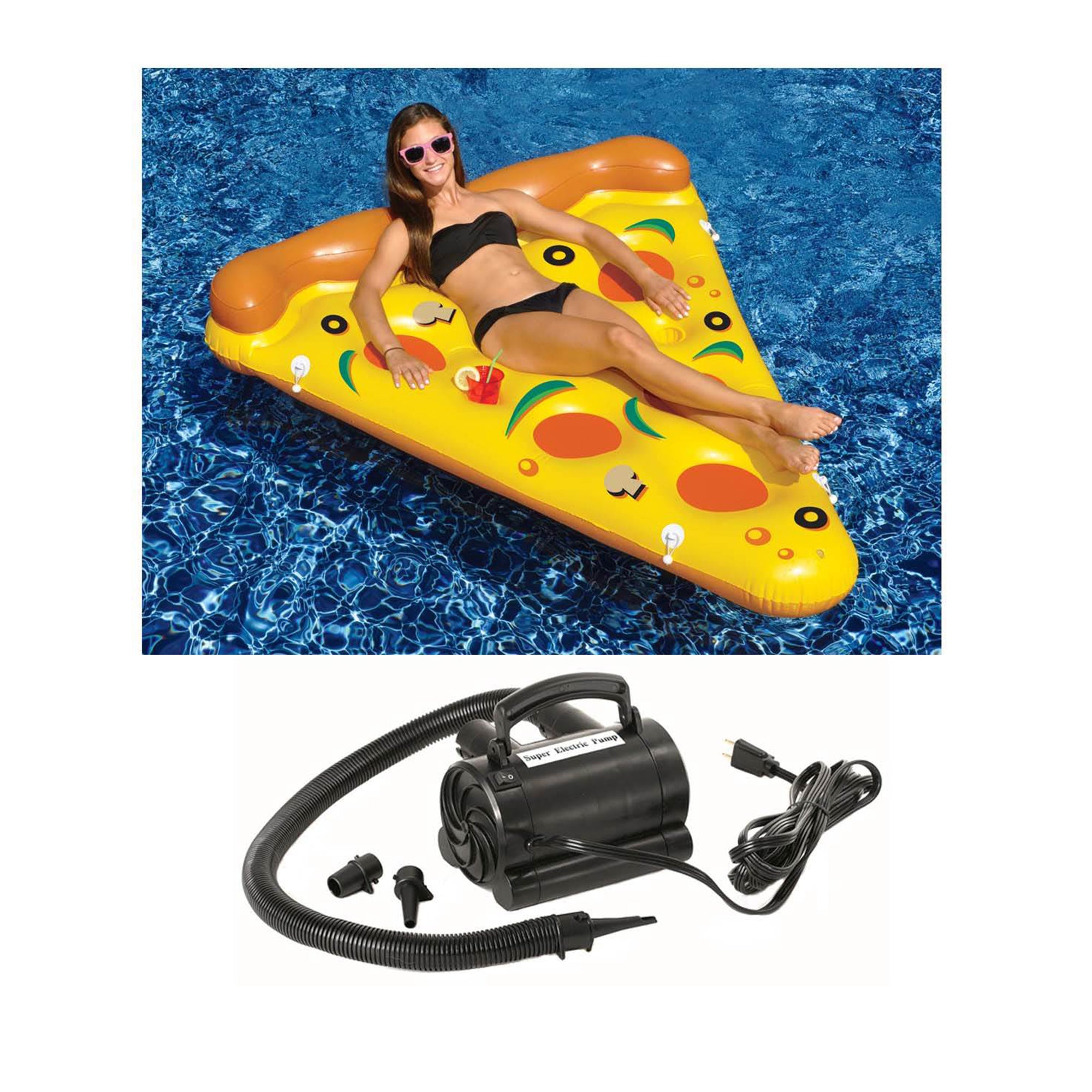 NEW Swimline 90645 Pool Inflatable Pizza Slice Float Raft Water w/ 110V Air Pump