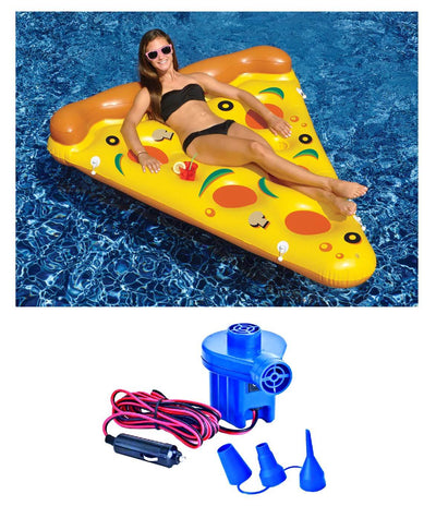 NEW Swimline 90645 Pool Inflatable Pizza Slice Float Raft w/ 12 Volt Air Pump