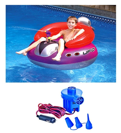 New Swimline 9078 Pool UFO Squirter Inflatable Lounge Chair w/ 12 Volt Air Pump