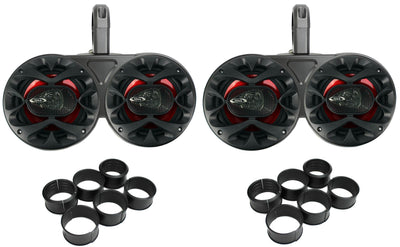 4) Boss CH6530 6.5" 600W Speakers Black + 2) 6.5" 12KMTED Dual Tower Enclosures