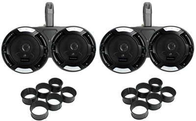 4) Renegade RX62 6.5" 600W Speakers Black+ 2) 6.5" 12KMTED Dual Tower Enclosures