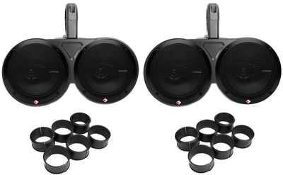 4) Rockford R165X3 6.5" 180W Speakers+ 2) 6.5" 12KMTED Dual Tower Enclosures