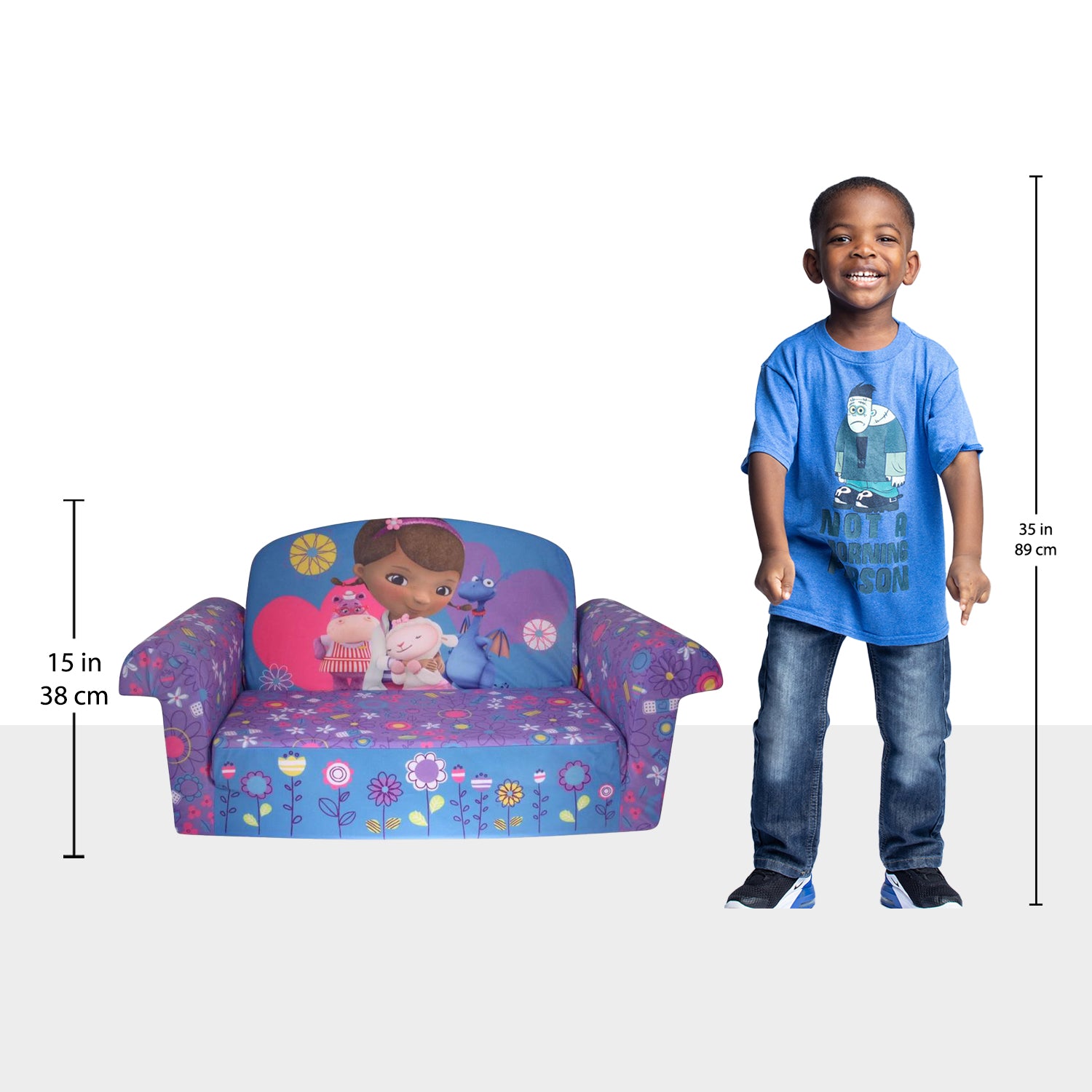 Marshmallow Furniture Comfy Flip Open Couch Bed Kid's Furniture, Doc Mcstuffins
