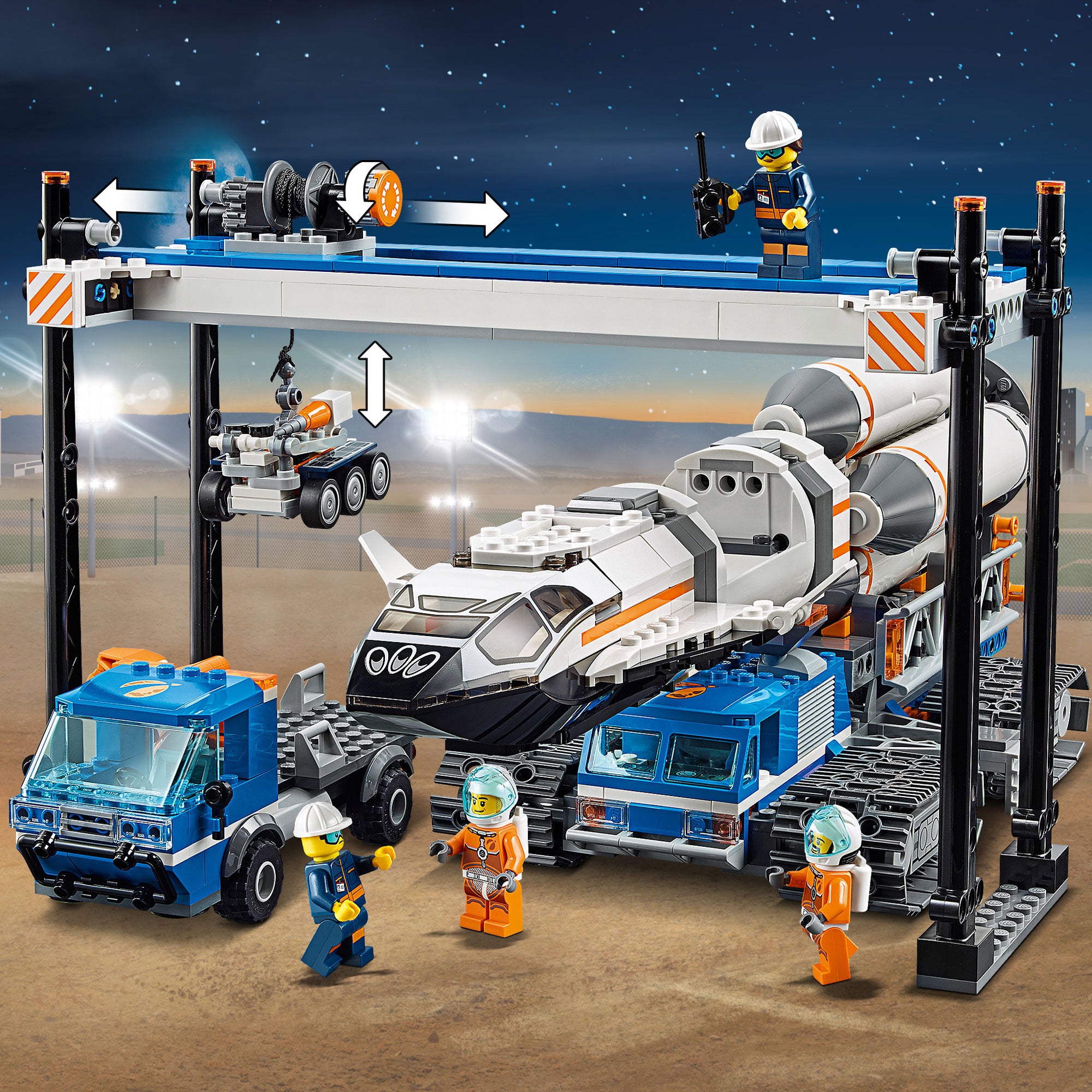 LEGO City Rocket Assembly & Transport Building Kit w/ 7 Minifigures (For Parts)