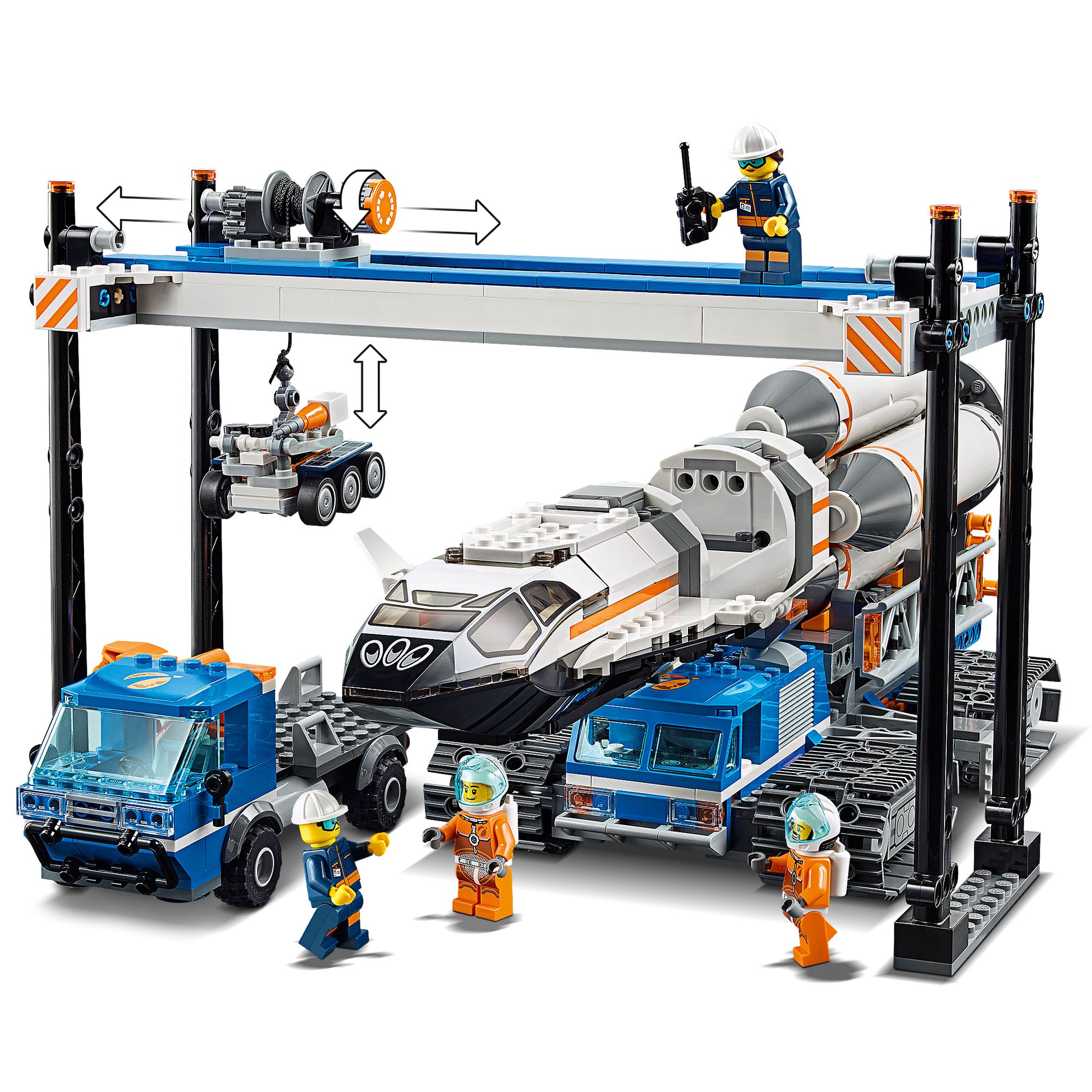 LEGO City Rocket Assembly & Transport Building Kit w/ 7 Minifigures (For Parts)