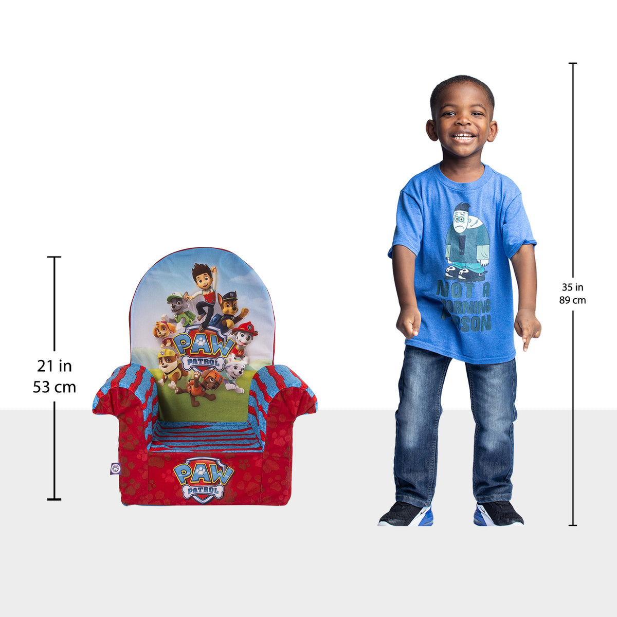Marshmallow Furniture Comfortable Foam Toddler Kid's High Back Chair, Paw Patrol