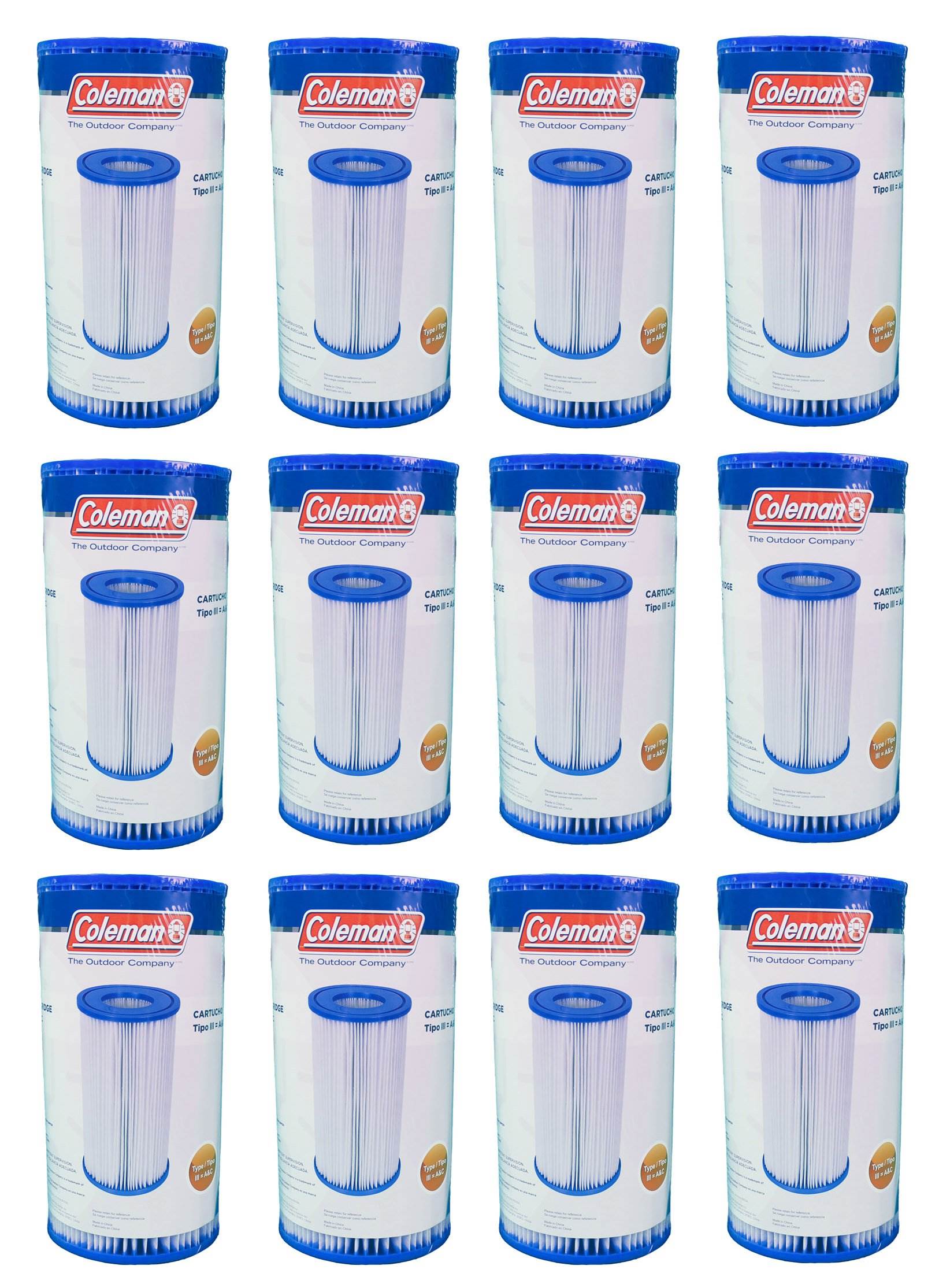 Coleman Type III A/C Pool Filter Pump Replacement Cartridge, 12-Pack | 90307