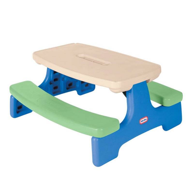 Little Tikes Easy Store Picnic Table with Umbrella Green/Blue 629952M (Open Box)