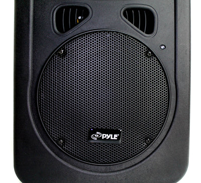 2) PYLE PPHP898A 400W 8'' Plastic Powered Amplified Speakers + Tripod Stands