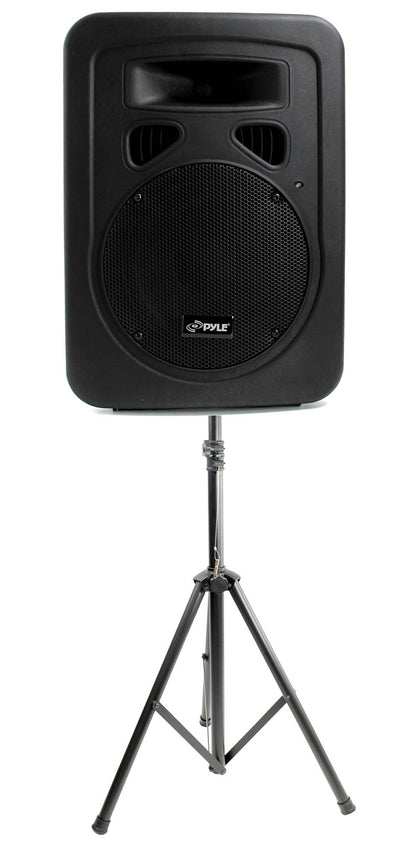 PYLE PPHP898A 400W 8'' Plastic Powered Amplified DJ Speaker + Tripod Stand