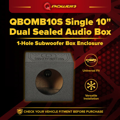Q-POWER QBOMB 10" Sealed Car Subwoofer Sub Box Enclosure | QBOMB10S Single - VMInnovations
