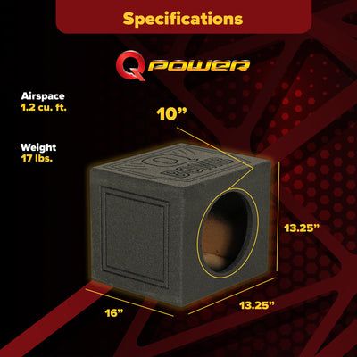 Q-POWER QBOMB 10" Sealed Car Subwoofer Sub Box Enclosure (Open Box) - VMInnovations