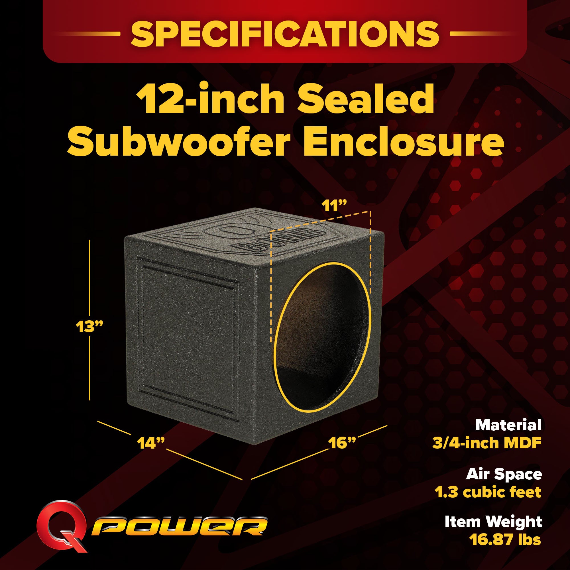 QPower QBomb 12" Sealed Car Subwoofer Sub Box Enclosure (Used)