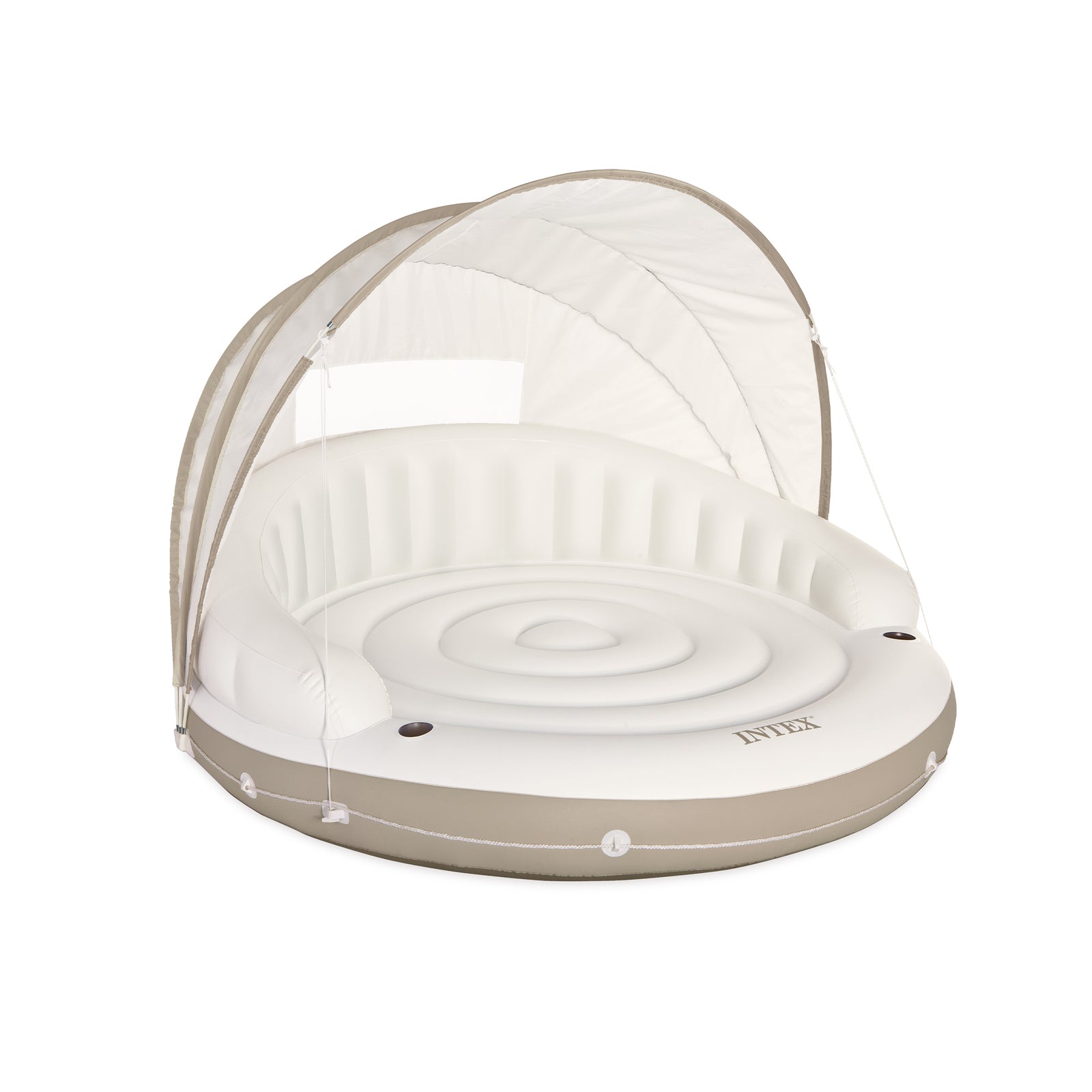 Intex 78 x 59 Inch White Inflatable Canopy Island Lounge Raft with Shade (Used) - VMInnovations