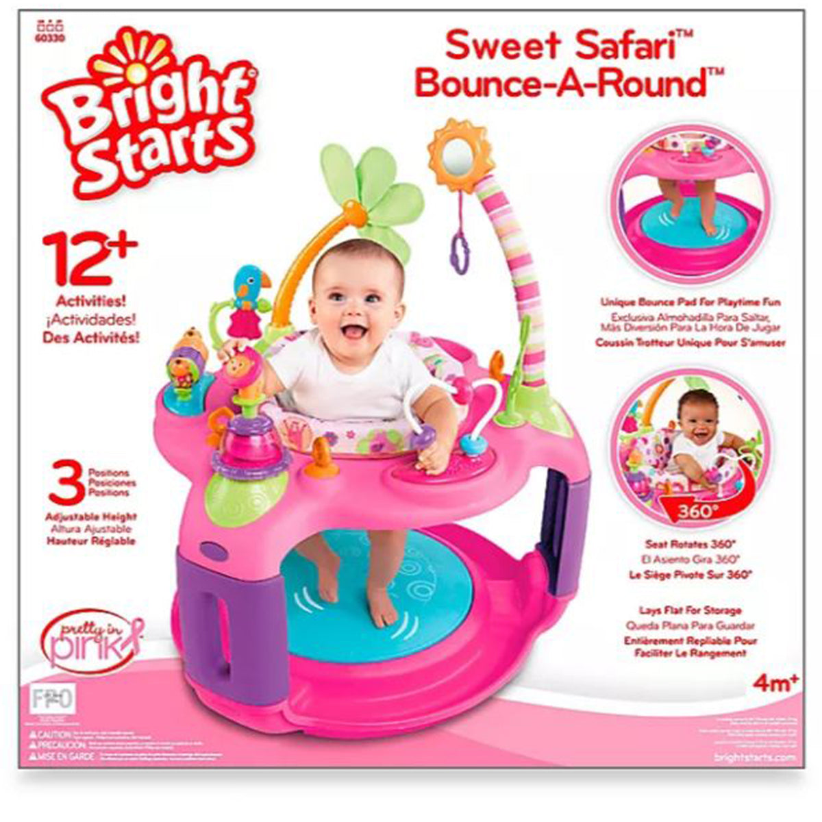Bright Starts Sweet Safari Bounce 12 Activity Baby Toy Center Bouncer Chair - VMInnovations