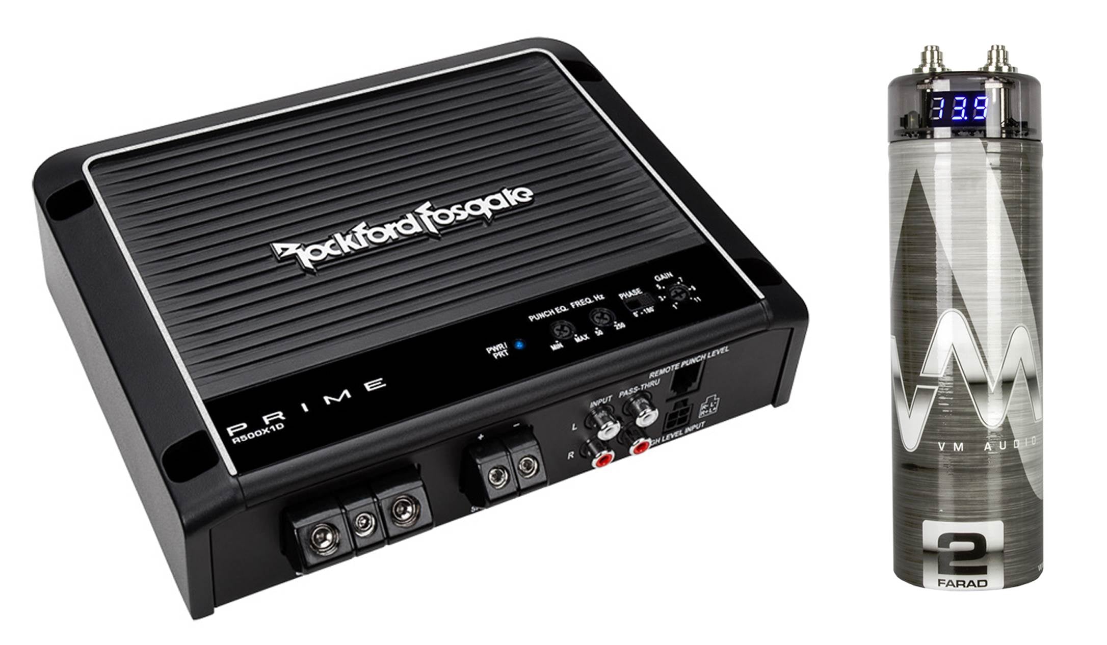New Rockford Fosgate R500X1D 500W Mono D Car Amplifier Audio Amp + Remote + Cap