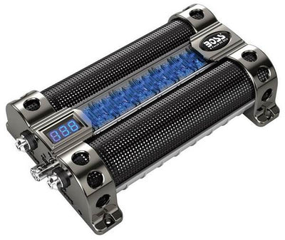 BOSS CAP8 FARAD LED Digital Car Power Capacitor Cap & Q Power 4 Gauge Wiring Kit