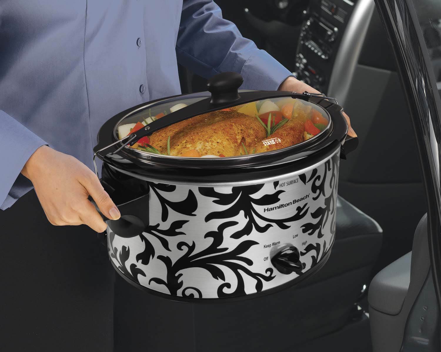 Hamilton Beach Designer Stay or Go Slow Cooker 4 Qt w/Clips & Latches (Open Box)