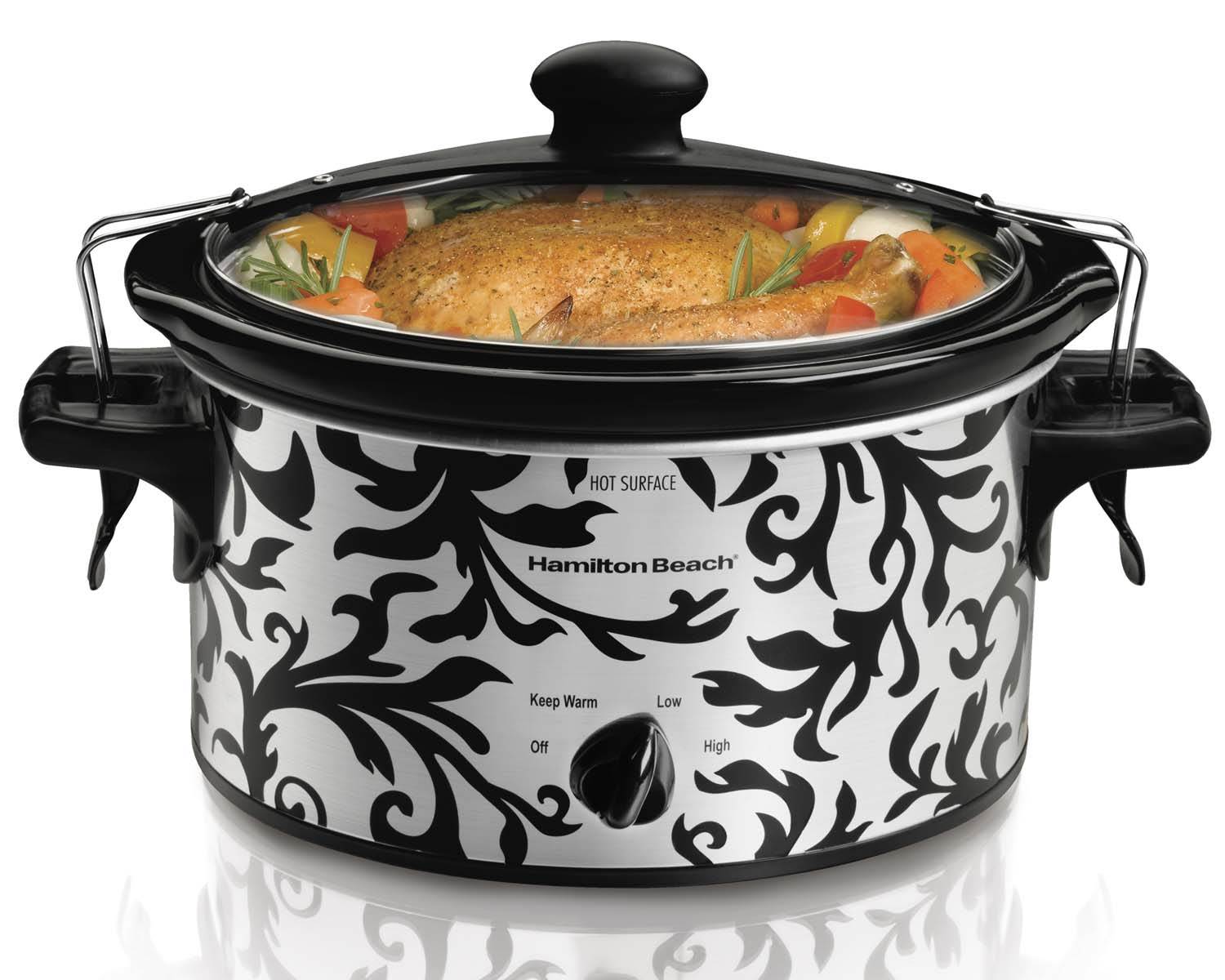 Hamilton Beach Designer Stay or Go Slow Cooker 4 Qt w/Clips & Latches (Open Box)
