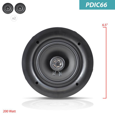 4) Pyle PDIC66 6.5" 200W 2 Way Dual In-Wall/Ceiling Home Audio Speakers Stereo