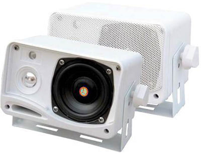Pyle Marine Audio Boxed Mounted Mini Speakers (2 pair PLMR24) + 4-Ch Amplifier