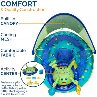 SwimWays Inflatable Baby Spring Float Activity Center with Canopy, Octopus(Used)