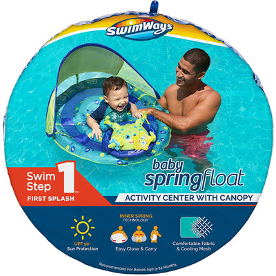 SwimWays Inflatable Baby Spring Pool Float Activity Center with Canopy, Octopus
