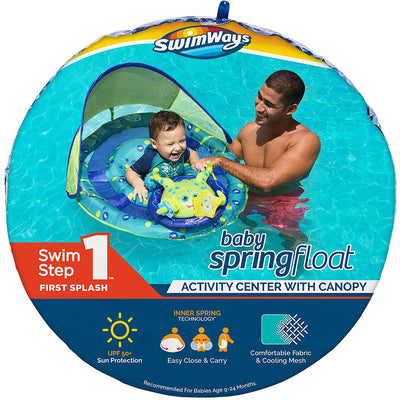 SwimWays Baby Spring Float Activity Center Pool Raft w/ Sun Canopy (Open Box)