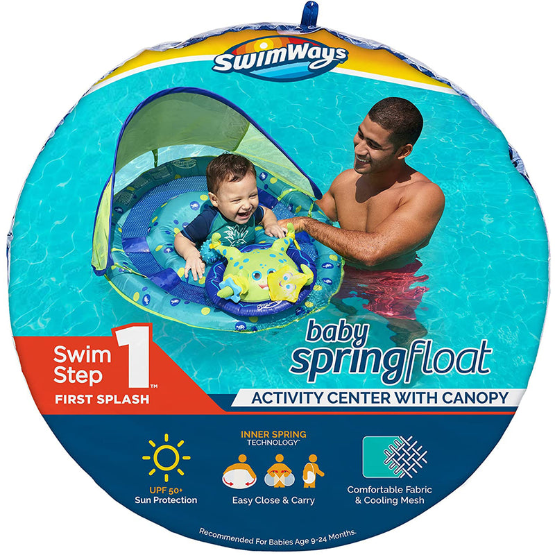 SwimWays Inflatable Baby Spring Float Activity Center with Canopy, Octopus(Used)