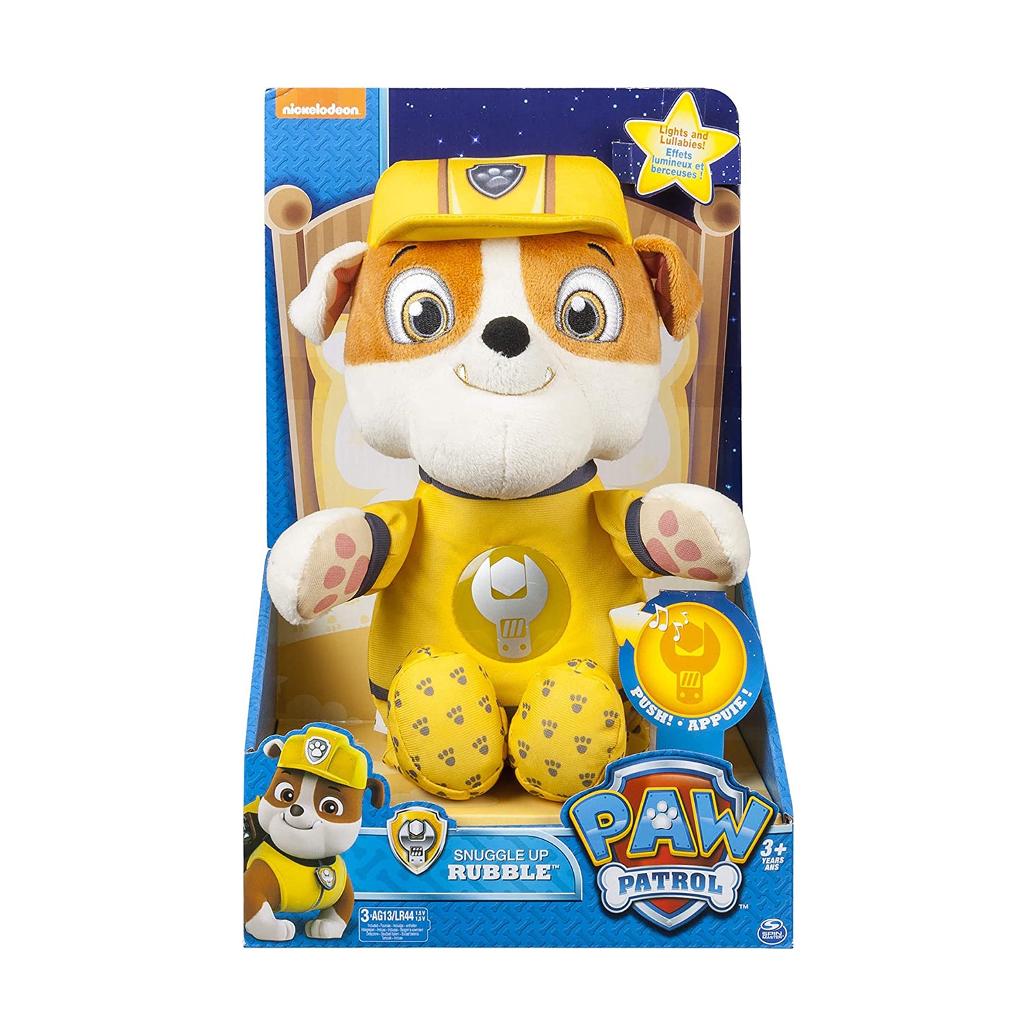 Paw Patrol Snuggle Up Rubble Soft Pup Stuffed Plush with 9 Sounds and Phrases