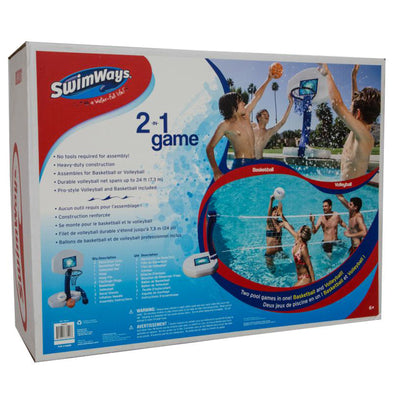 SwimWays 2-in-1 Poolside Volleyball & Basketball Pool Water Game Set (Open Box)