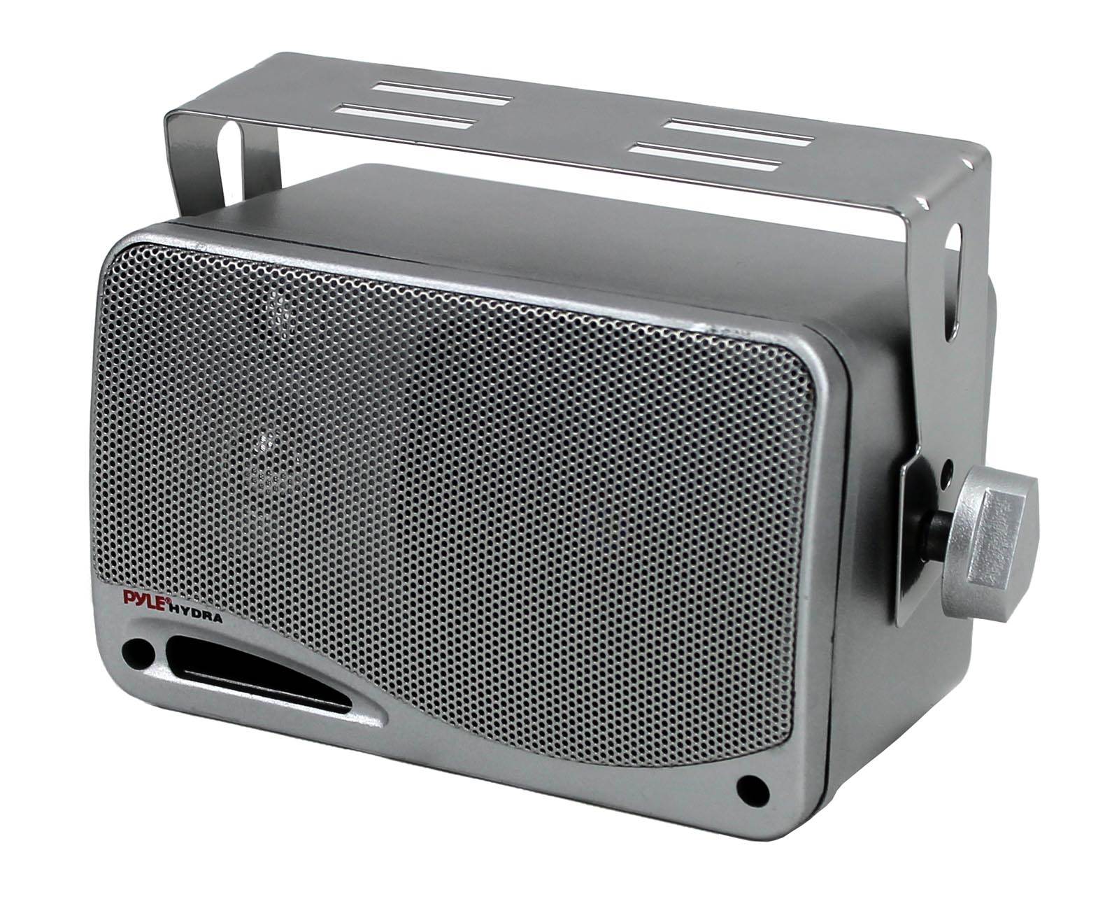 Pyle PLMR20W White Marine AM/FM Radio Player USB Input +4) Mini Box Speakers