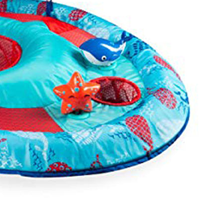 SwimWays Baby Spring Inflatable Round Pool Float w/Protective Canopy, Blue Whale